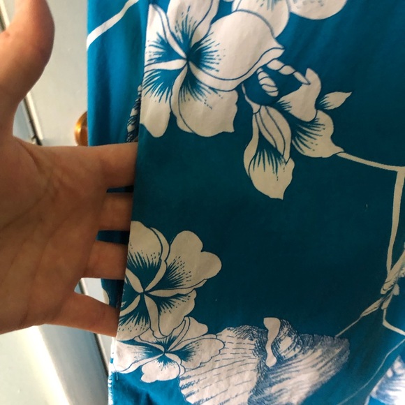 Hilo Hattie Large Blue Hawaiian Muumuu Dress Caftan aloha tiki hibiscus vintage - Picture 12 of 14